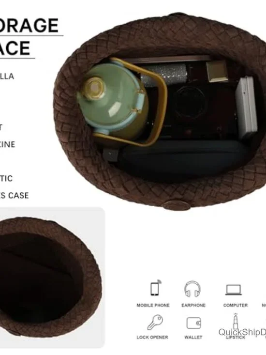 Faux Suede Hobo Handbag with Top Handle and Shoulder Strap - Picture 4 of 7